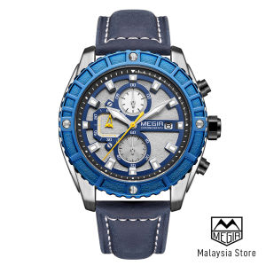 MEGIR Gord Mens Sports Watch with Luminous Waterproof Watches for Men Leather Band Chronograph Wristwatch