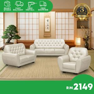 [FREE INSTALLATION] SMASIS ANGELA 1+2+3 Seater Sofa Set With PVC Leather Upholstery Sofa