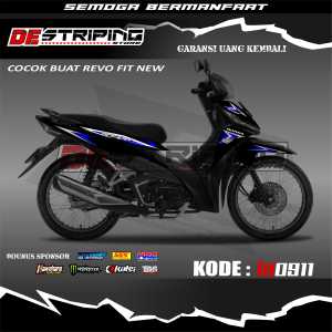 LA0911 Stiker Striping Motor HONDA REVO FIT FI Variasi List Simpel Semifull Design Terbaru