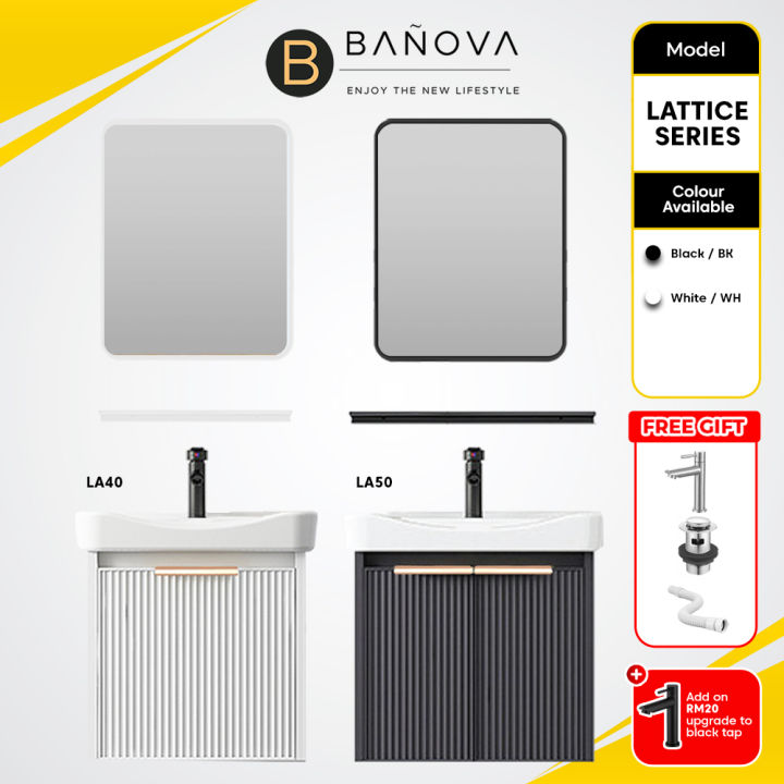 BANOVA Aluminum Bathroom Cabinet Basin Set Cosmetic Storage Mirror Box ...