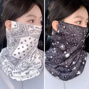 【高透冰丝面】冰丝防晒面罩袖套全脸女面纱夏季防紫外线套装两件套遮阳挂耳脸罩[high permeability ice silk mask] ice silk sunscreen mask sleeve full face female veil summer UV protection set two-piece sunshade ear mask