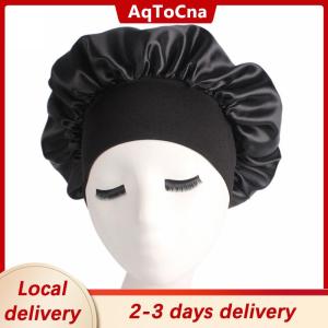 [COD] AqToCna Ship within 24 hours Solid Satin Bonnet Hair Styling Sleep Hat Wrap Shower Cap Hair Styling Tools
