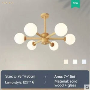 Hiroad Nordic Solid Wood Ceiling Light For Living Room Dining Room Simple Chandelier Lighting Wooden Tri Color Change Ceiling Lamps