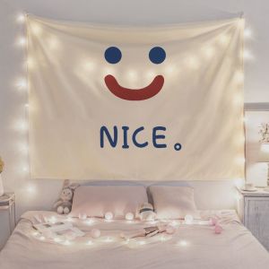 Hantar dari gudang tempatanSimple and artistic backdrop fabric for bedroom and living room wall tapestry for rental home renovation dormitory decorative tapestry