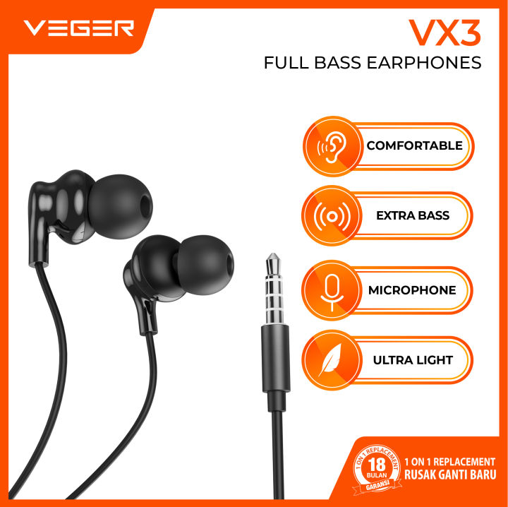 VEGER VX3 Black Edition Wired In Ear Earphone With