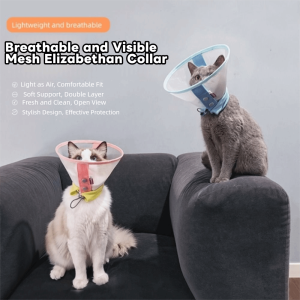ELLIER Mềm mại Cổ áo Elizabeth cho mèo Thoáng khí Chống cắn Khẩu trang hình nón cho thú cưng Linh hoạt Có thể điều chỉnh Vòng bảo vệ cổ cho mèo Chăm sóc khử trùng