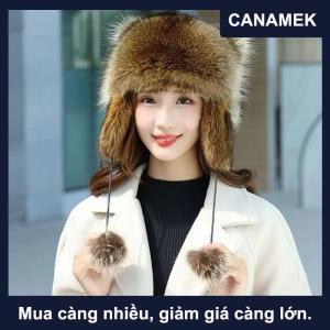 【CANAMEK】 Dễ Thương Raccoon Đuôi Sang Trọng Cap Phụ Nữ Mùa Đông Windproof Dày Ấm Tai Thời Trang Ngoài Trời Tai Flaps Máy Bay Ném Bom Hat Nga Hat