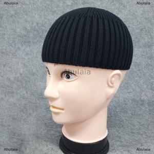 [COD] Abulaia Street Solid Color Knitted Cap Brimless Warm Vintage Dome Hat Elastic Outdoor Melon Beanie Cap