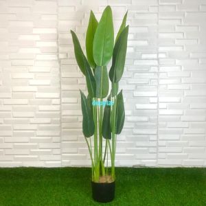 Pohon Plastik Artificial Daun Heliconia T120 Latex Pot Dasar Hitam Tanaman Hias Dekorasi Rumah Ruangan Aesthetic
