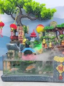 Fortune-Attracting Fish Tank Flowing Water Ornament Fortune Feng Shui Ball Rockery Circulating Water Fountain