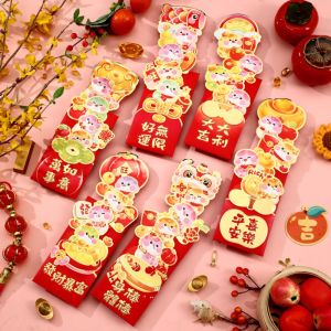 SUNNY BAR 6pcs 3D New Year Stretch Red Envelopes Chinese Style Traditional 2025 Snake Year Money Bag Lucky Packing Bag Blessing Money Packet Spring Festival Supplies
