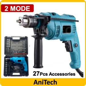 710W Professional Electric Hammer Impact Drill 13MM with 2 Action Mode with 27Pcs Drill Bits Accessories 220V