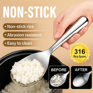 Household Stainless Steel Large Nonstick Canteen Spoon Kitchen Rice Spoon Deepen Thickened Korean Style Long Handle Large Capacity Tablespoon