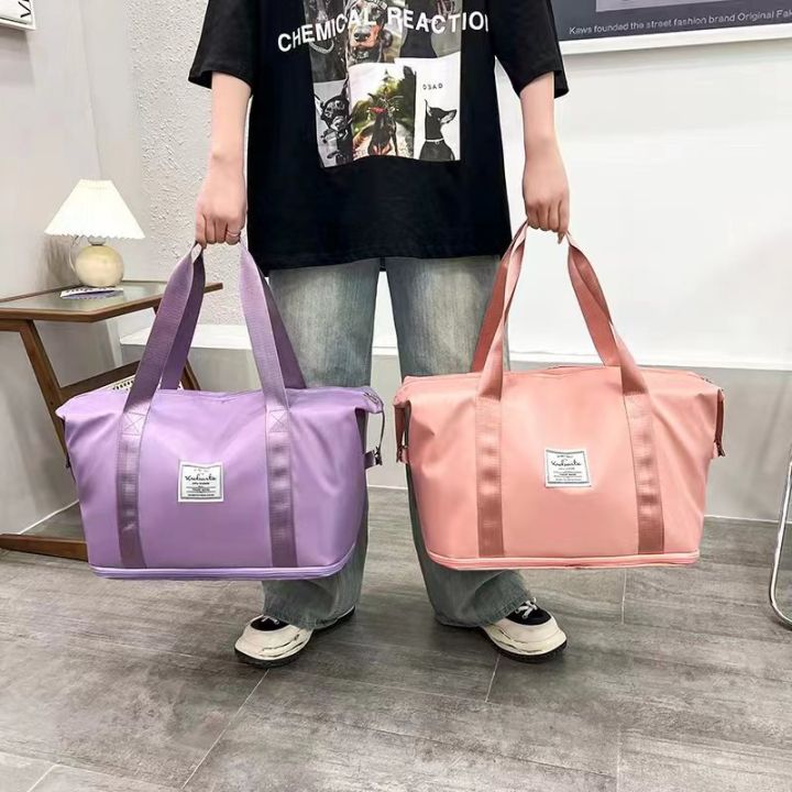 UISNMALL #2813 Large Capacity Folding Bag Travel Bags Tote Handbag  Waterproof Women Shoulder Bags Travel Bag Swimming Sports Fitness Pack Bag  Lazada