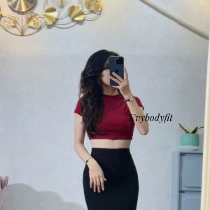 Áo thun croptop tay ngắn Kvy A2 chất cotton nhập mịn dày dặn siêu co giãn