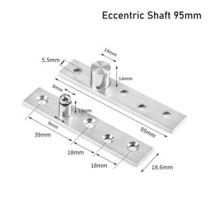 INVADER Stainless Steel Door Pivot Hinge 360 Degree Rotation 75mm-150mm Location Shaft Hidden Heavy Duty Positive Axis Eccentric Shaft Door Cabinet Cupboard