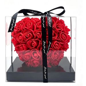 15cm 3D Forever Rose Heart with Gift Artificial Heart Shape Rose Flower Gift for Valentines Day Birthday Wedding Anniversary