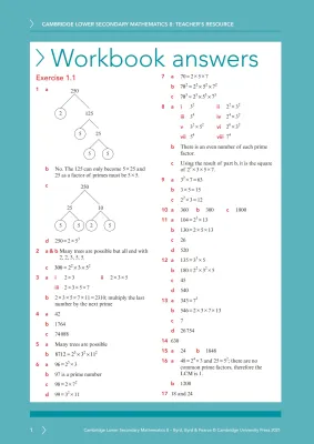Cambridge Lower Secondary Mathematics Studentbook+answer / Workbook +answer Stage 7/8/9