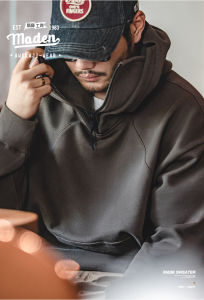 MADEN brand tooling style 2025 autumn new ins net red men youth American heavy high-neck zipper sweater hoodie vibe style high street functional style coat