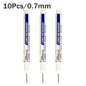 10Pcs Professional Carpenter Marker Pen Long Head 0.7mm Quick Drying Waterproof Woodworking