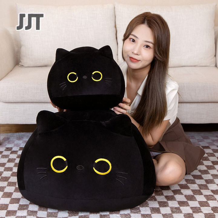 JJT [จัดส่งฟรี]หมอนตุ๊กตาแมวน่ารักตุ๊กตาน่ารักหมอนแมวสีดำ