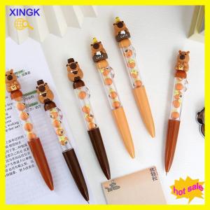 XINGK Creative Interesting Capybara Gel Pen Kawaii Aesthetic Cute Cartoon Beads Pen Writing Smooth Pens Quick-Drying Neutral Pens
