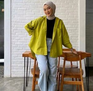 Kemeja Wanita Oversize Katun Linen Basic Polos Lengan Panjang Olivia Shirt