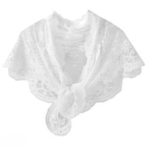 OEUVR Vintage Lace Triangle Scarf Elegant French Style Wedding Headscarf Fashion Pure Color Head Covering Scarf Shawl Women