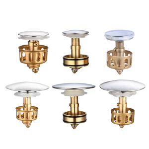 Copper Drain Plug Kitchen Sink Drain Strainer Stoppers Bounce Cores Strainer Basket Filter Push-type Sink Stoppers