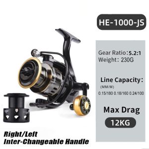 CORALOV HE500-7000 Reel Pancing Tarikan Max Drag 30KG Reel Spinning Gear 5.2:1 Gagang Spul Logam 13BB Rill Gulung Air Asin Gulungan