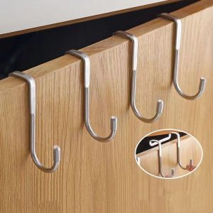S-type Door Hanger Hook Stainless Steel Free Punching Cabinet Door Without Trace Clothes Hook Door Back Wall Mounted Hooks