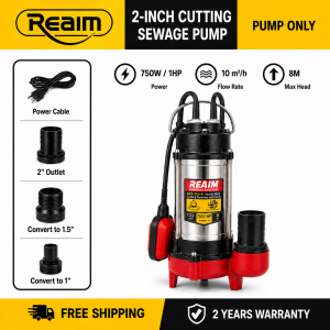 REAIM Submersible Sewage Pump Cutting Type Dirty Water Pump High Lift for Septic Tank Flood Drainage