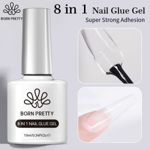 BORN PRETTY 10ml 8-in-1 Glue Gel Function Gel Nail Extension Gel 24pcs Fake Nails UV Lamp Nail Art Gel Multipurpose Gel