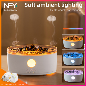 New 300ML Volcano Aromatherapy Machine Desktop Double Spray Flame Humidifier Home Night Light Ornament