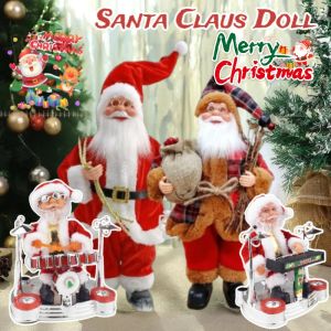 35CM Santa Claus Doll Merry Christmas Plush Standing Santa Claus Figurines Electric Christmas Gift