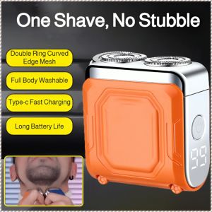 Electric Shaver Long Range Mini Portable Razor Rechargeable Strong Magnetic Force Quick Release Bit