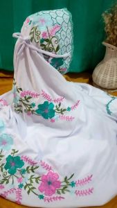 Mukena Dewasa Terusan Bahan Katun Polino Motif Bordir Bunga Sepatu Indah Cantik