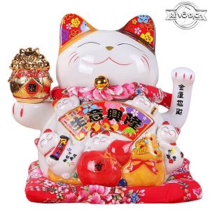 Mèo thần tài Thiên kim vạn lượng may mắn 20cm- 26cm -30cm (có3 size)