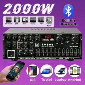 3500W 326BT Home Stereo Audio Amplifier Bluetooth 2CH Stereo Audio Amplifier 4Mic Mixer Equalizer