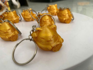 MÓC KHÓA MÈO THẦN TÀI MẬP – VÀNG MAY MẮN