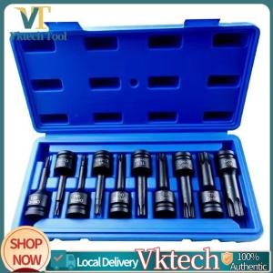 [Vktech]10Pcs Heavy Duty Cr-V Steel Hex Socket Tool Kit for Pneumatic Wrench Repair and Power Tools Accessories
