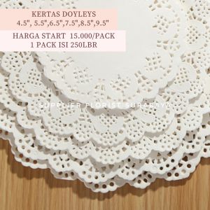 [25 LEMBAR] KERTAS DOYLEYS UKURAN 45" / 55" / 65" / 75" / 85" / 95" INCH PAPER DOILIES KERTAS ALAS PUTIH RENDA ALAS KUE TART DOYLES DOILES ALAS MAKANAN PAPER ROUND ALAS TOPLES KUE KERTAS BUNGA ALAS PIRING GELAS PUTIH