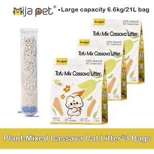 Cassava Cat Litter 2.2KG/7L Premium Tofu Cat Litter Clumps Fast Strong Odor Control & Dust-Free
