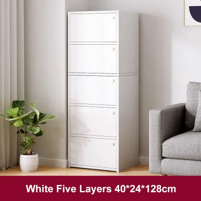 5 Tier Storage Cabinet with Door Book Rack Shelf White File Cabinet Wardrobe Cubit Drawer Organizer Kabinet Baju Book Rack Shelf 收納櫃