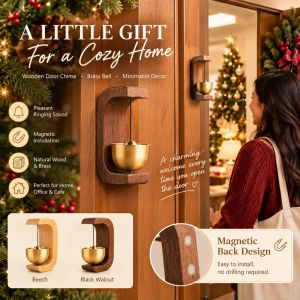 Magnetic Wooden Doorbell Hanging Bell Self-adhesive Creative Door Bells