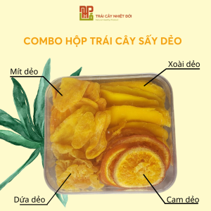 Mứt Hoa quả sấy dẻo Mix 4 loạiCam sấy Xoài sấy Mít sấy  Dứa sấy tự nhiên không đường đặc sản đà lạt - Trái Cây Sấy Nhiệt Đới