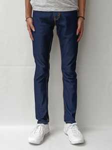 Celana Jeans Pria SlimFit Straight Cut Warna Dark Wash dengan Motif Stripe