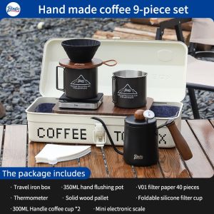 Bincoo Ngoài Trời phin pha cà phê Đặt cốc lọc Tay Ủ Bộ Cà phê máy xay bằng thép không gỉ Chia Sẻ Bộ nồi ổ lưu trữ di động Trường Hợp Cho Cắm Trại Và Đi Du Lịch