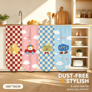 Kitchen Cabinet Curtain Dust Proof Cover Washable Polyester Geometric Open Shelf Storage Rack Decor