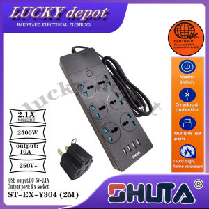 ST-EX-Y304 2M SOCKET EXTENSION OUTLET 4 USB PORTS EXTENSION CORD 6 SOCKET ( SHUTA )